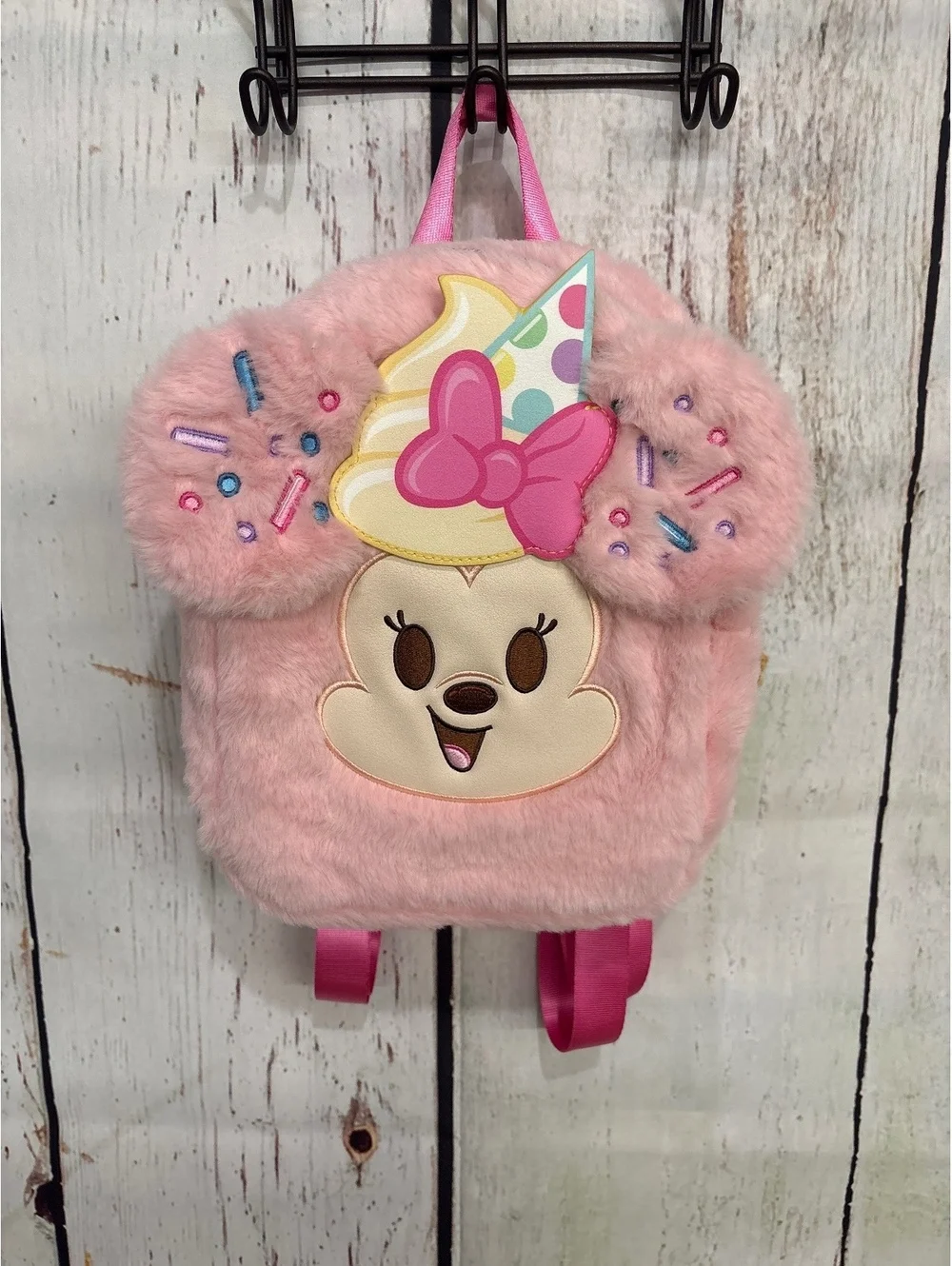 Disney Claire's Pink Plush Minnie Mouse Munchling With Party Hat Mini Backpack